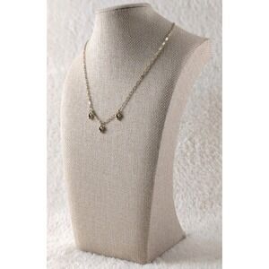 Avon Gold Tone Necklace Red Rhinestone Charm Dangle Station Chain Vintage